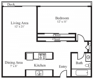 1 Bed / 1 Bath / 750 sq ft / Rent: $1,599 - $1,699